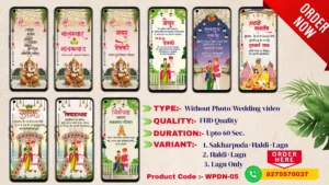 WPDN 05 | Marathi Wedding Invitation Video Card With Doodle | मराठी व्हिडिओ लग्नपत्रिका