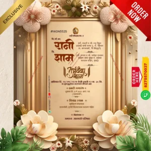 WDN 5525 | Marathi Wedding Invitation Card 2D Without Photo | मराठी लग्नपत्रिका